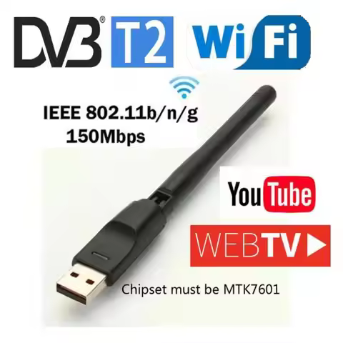 DVB-T2 DVB-S Digital Satellite TV Receiver MTK 7601 WIFI Dongle RealTec 7601 Usb Wireless Adapter RT