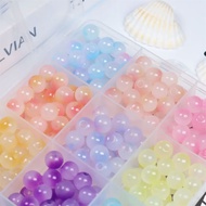 50pcs 6mm Gradient Jelly Result Round Glass Beads Loose Spacer Beads Pattern Jewelry Making DIY Brac