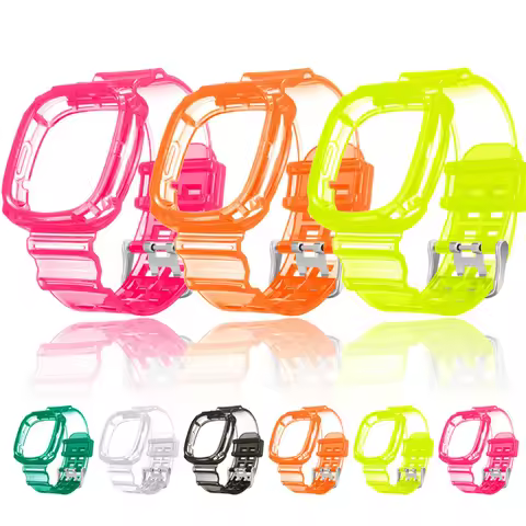 TPU Clear Case + Bands for Fitbit Versa 4 / Versa 3 Transparent Replacement Silicone Wristband Brace