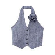 Blue Vest with Rose Corsage / Pants