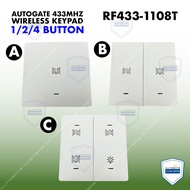 Autogate wireless push button switch 433mhz 1/2/4 gang push button RF433-1108T Auto Gate KB
