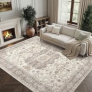 Washable Area Rug 7x9, Rugs for Living Room Vintage Carpet Farmhouse 7x9 Rugs for Bedroom Dining Roo