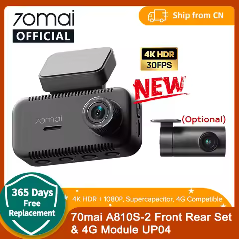 70mai Dash Cam 4K A810 Lite 4K HDR F1.55 Built-in GPS Wi-Fi 6 Voice Control 4G LTE Remote Control Ca