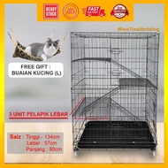 *3 Kaki* Sangkar Kucing 3 Tingkat / Cat Cage 3 Level / Kandang Kucing Besar (90cm x 57cm x 128cm) - 