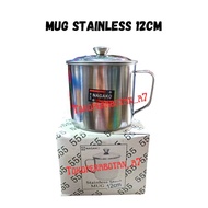 12cm stainless steel Mug + lid large stainless steel lid cup/ 555