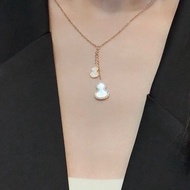 Qeelin麒麟Wulu系列18K金珍珠母貝分叉葫蘆項鍊23年有盒