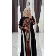 Black Ethnic Dress Slim Dress rayon twill Mix Ethnic Material