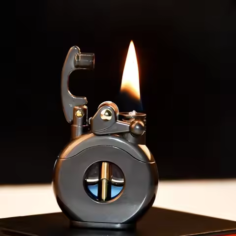 ZORRO Creative Joystick Ignition Fuel Lighter, Transparent Visible Fuel Tank, Ruyi Bottle Shape, Men