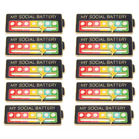 Enamel Pin Social Battery Brooch Mood Change Brooch Lightning Sliding My Battery Brooch Creative Acc