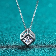 Moissanite Diamond Necklace S925 Silver Crossing pt950 Gold Necklace Square Pendant Style