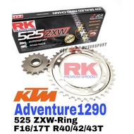RK Sprocket Set KTM Super Adventure 1290 R / S 525 GB ZXW W-Ring Black Gold Chain Rantai Wring Adven