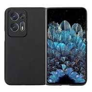 全城熱賣 - 適用於 OPPO Find N2 真皮羊紋手機殼（黑色）