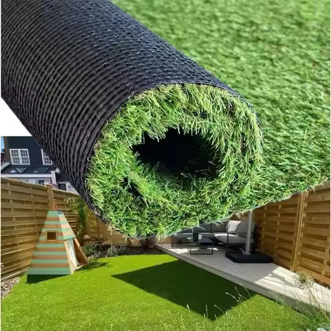 6ft x 9ft Artificial Grass Rug, 0.8 Pile Height, 4-Tone Blend, Drainage Holes, Rubber Backing, Custo