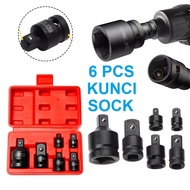 KUNCI SOCK RACHET 6 PCS CONVERTER ADAPTOR MATA SOK STANG L IMPACT SET 1/4 3/8 1/2 3/4 SAMBUNGAN SOKE