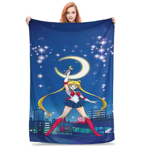 Sailors Moons Luna girls anime Throw Blanket for Couch Soft Fuzzy Plush Blanket 50x60 Inches Multi-s