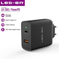 LOG ON CHARGER POWER DELIVERY QC 3.0 LO-C80 + USB