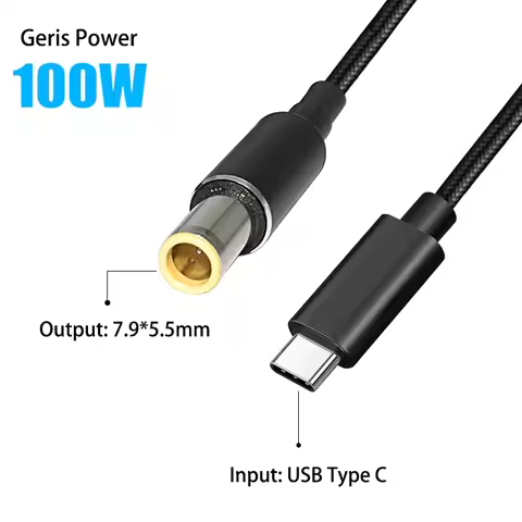 100W USB Type C PD Charging Cable Cord USB C to 7.9x5.5mm Laptop Power Adapter Connector for Lenovo 