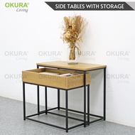 OKURA Nesting Coffee Tables Set with Storage Living Room Sofa Side Table Meja Kopi Meja Ruang Tamu