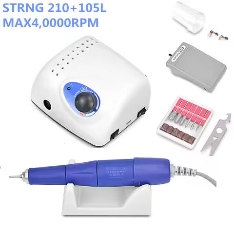 35K/40K/45K Authent 65W Electric Nail Drill Machine Strong 210 plus 105L 102L 2.35mm Model Manicure 