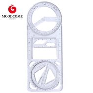 MOODCOME Drawing Ruler, Multifunctional Ruler Straight Geometry Ruler, Architecture Transparent 360 