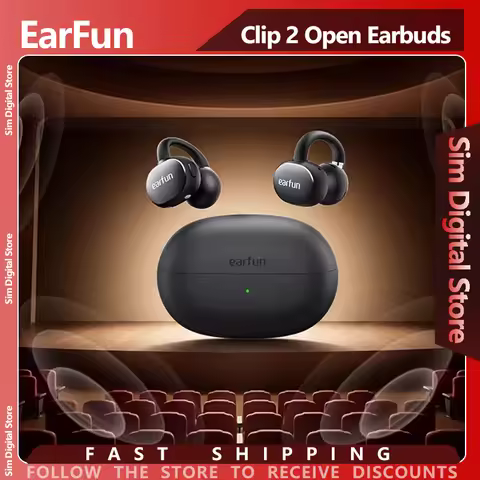 EarFun Clip 2 Open Earbuds Wireless Bluetooth 6.0 AI Real Time Translation Hi-Res Headphones IP55 Wa