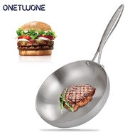 Onetwone 304 stainless steel frying pan Un-coated Pan 28cm household Pot for Gas and Induction cooker Flat pan no rust wok