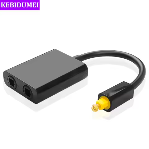 2 Way Optical Splitter Cable SPDIF Digital Toslink Splitter Cable Input 2 Output Optical adapter for