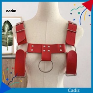 CADI Back Strap Accessory Women Adjustable Back Harness Adjustable Faux Leather Body Harness with Rivet Decor for Men Gay Clothing Rave Chest Strap