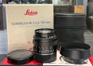 Leica Summilux-m 50mm f1.4 v4 black lens late version amber coating full packing with hood