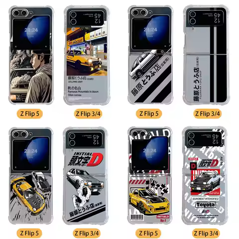 Anime Initial D AE86 Phone Case for Samsung Galaxy Z Flip 3 4 Z Flip 5 Z Fold 4 5G PC Soft Anti-fall