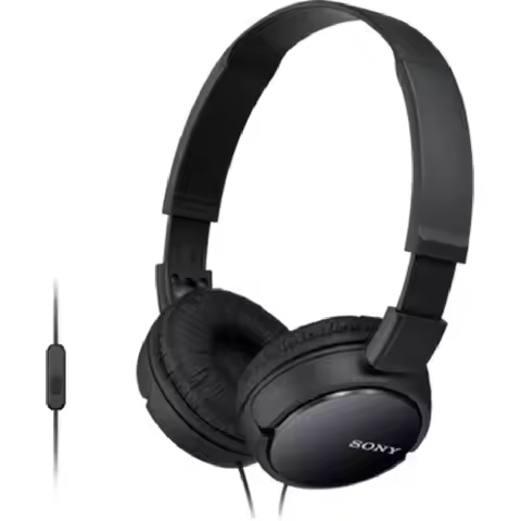 Sony mdr-zx110apbc black cable-padded headphones, foldable, with microphone