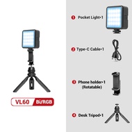 AMBITFUL VL60 RGB Pocket LED Video Light Kit 2700K-9000K On Camera Light Mini Pocket Fill Light Phot