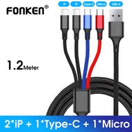 FONKEN 4in1 3in1 USB Type C Cable for i-Phone 13 12 11 Pro Max XS 3 in 1 2 in 1 Charging Cable Micro