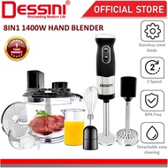 DESSINI ITALY 8 IN 1 Hand Blender Chopper Mixer Grinder Juicer Food Processor Stainless Steel Knife 