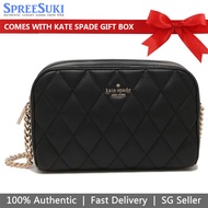 Kate Spade Handbag In Gift Box Crossbody Bag Carey Smooth Quilted Leather Mini Camera Bag Black # KA592