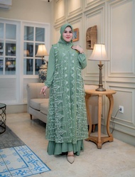 PROMO GAMIS PESTA MEWAH MODEL ROMPI MISAH BAHAN TILE BROKAT CORNELLI GLITER LAPISAN FURING-GAMIS CARDIGAN WANITA TERBARU 2023-GAMIS PAYET MUTIARA TERLARIS