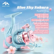 [Pretty Tackle] Haut Ton Blue Sky Sakura Spinning Reel and Fishing Rod | Pink and Blue Rod