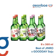 [8 Bottle bundle] Best of Jinro &amp; Goodday Soju (Green Grape x 2, Grapefruit x 2, Peach x 2, Melon x 2)