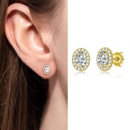 0.5 Carat Oval Moissanite Yellow Gold S925 Silver Earrings Women Engagement Gift