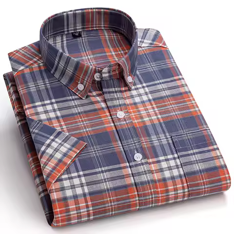 New in shirt plus size 7xl 100%cotton shirts for man slim fit formal plian shirt summer fashion kore