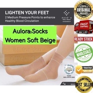 WOMEN AULORa SOCKS with Kodenshi SOFT BEIGE color 100% BE Auloraa Socks Stokin Sihat HALAL