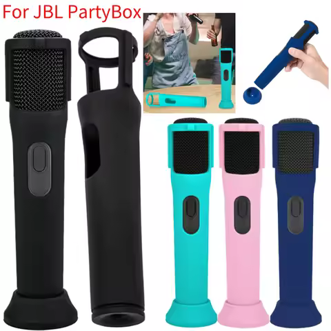 Silicone Case for JBL PartyBox Wireless Microphone Protective Case Microphone Stand Anti-Roll Microp