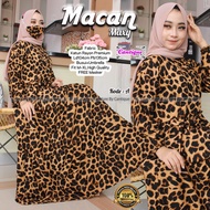 New Arrival Macan Maxy Dress Model Gamis Busui Rits Depan Original Party Dress Wanita Baju Gamis Busana Tebal Halus Motif Panther Leopard Rayon Premium Tebal