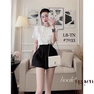 Quần Đùi Nữ Lưng Cao Thun Ống Rộng Cạp Chun Dáng Quần Xốp Phồng Nữ Hoa Hồng Vải Dập Nổi 3D Sooc Mặc