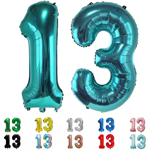 13th Birthday Balloons Decorations 32inch Multi Color 13 Number Balloons 13 Year Old Birthday Annive