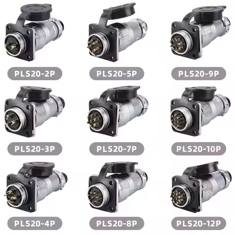 PLS20 Aviation Connector WS20 TP20 Opening Diameter 20mm 2/3/4/5/6/7/8/9/10/12 Pin Male Female Aviat