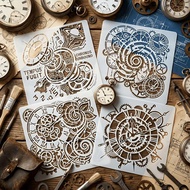 4-Piece Set Steampunk Clock Hollow Template Retro Industrial Style Hand-Made Inkjet Graffiti Decorat