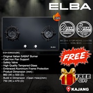 ELBA EGH-E9502G(BK) 5.0kW 2 Burner Built In Glass Hob / Gas Stoves / Glass Stove / Built in Hob w Sa