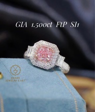 新品nice💗👑！ GIA 1.50ct Pink Diamond Ring！ 大粒GIA粉紅鑽Radiant shape 1.50ct粉紅鑽戒指💍！ Faint Pink/ SI1，超閃😍搭配兩粒3