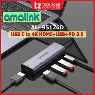 Amalink 3 in1 Type C to HDMI 4K x 2 USB Hub PD Port Adapter For PC ( AL-95126 )